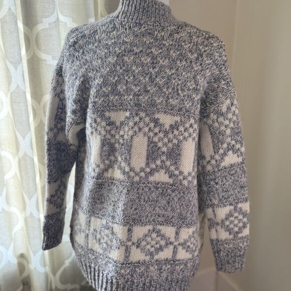 GAP‎ Sweater Women Oversize XS Chunky Cable Knit Cardigan Blue White Snow NWTO - Picture 6 of 10